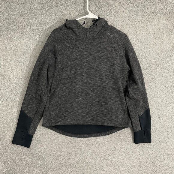 Puma Hoodie Women M Charcoal Grey Solid Dry Cell Pullover - Picture 1 of 7